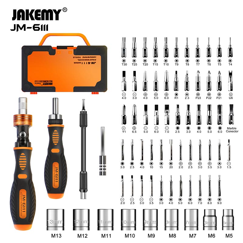 Jakemy Store Adapt to Your DIY Demands with Ease: JM 69-in-1 Ratchet Screwdriver Set with Adjustable Handles
