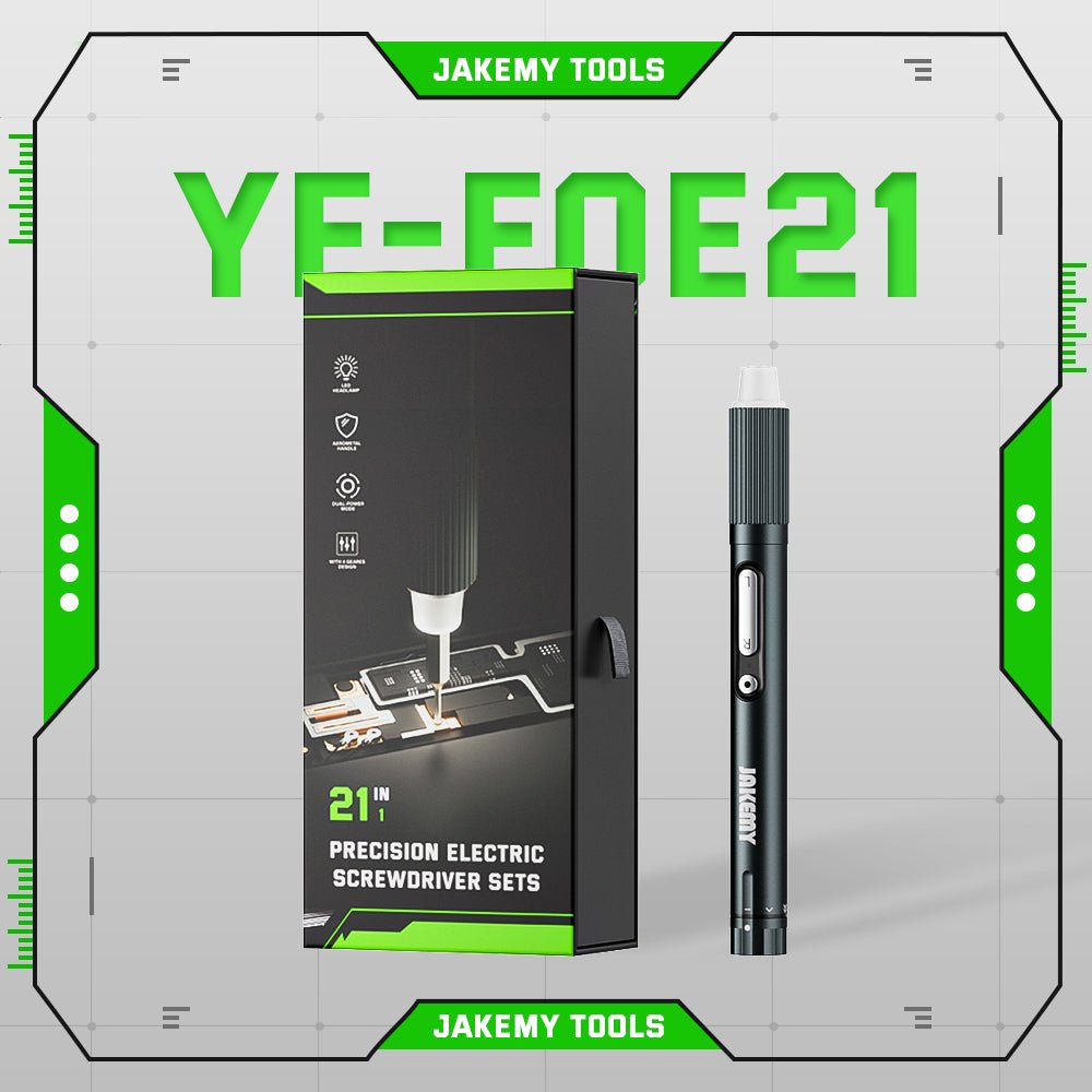 Jakemy Store Efficient and Versatile: JM 21-in-1 Compact Electric Screwdriver with 3-Speed Adjustable Torque and Independent LED Shadowless Light Switch