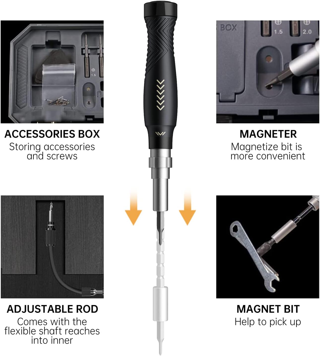 Jakemy Store Versatile Precision at Your Fingertips: JM 164-in-1 Multi-Stage Adjustable Screwdriver Set with Opening Pry Tool