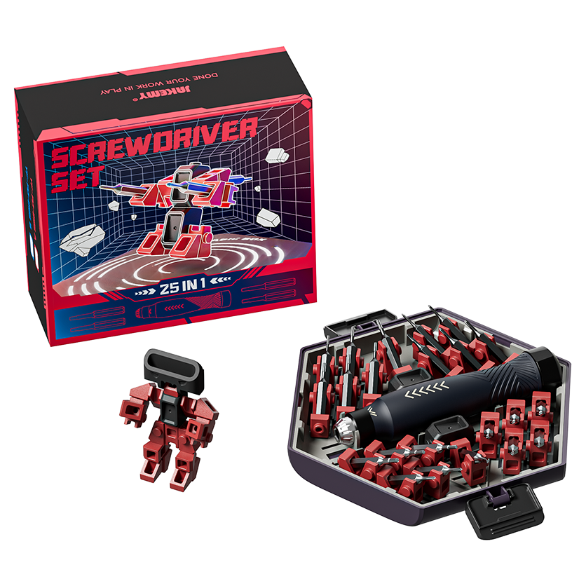 Jakemy Store Versatile and Creative:JM 25-in-1 Building Block Screwdriver Set for Stress Relief and Precision Repairs Red