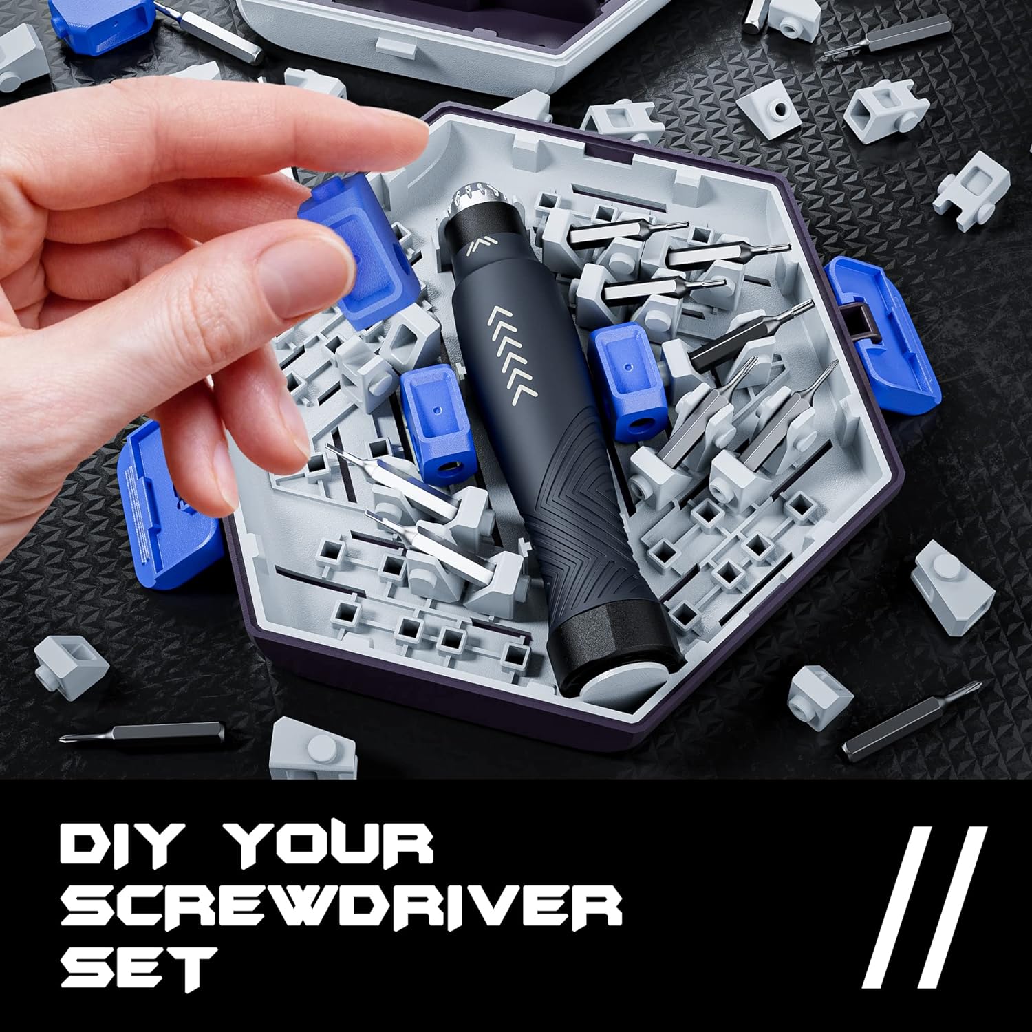 Jakemy Store Versatile and Creative:JM 25-in-1 Building Block Screwdriver Set for Stress Relief and Precision Repairs
