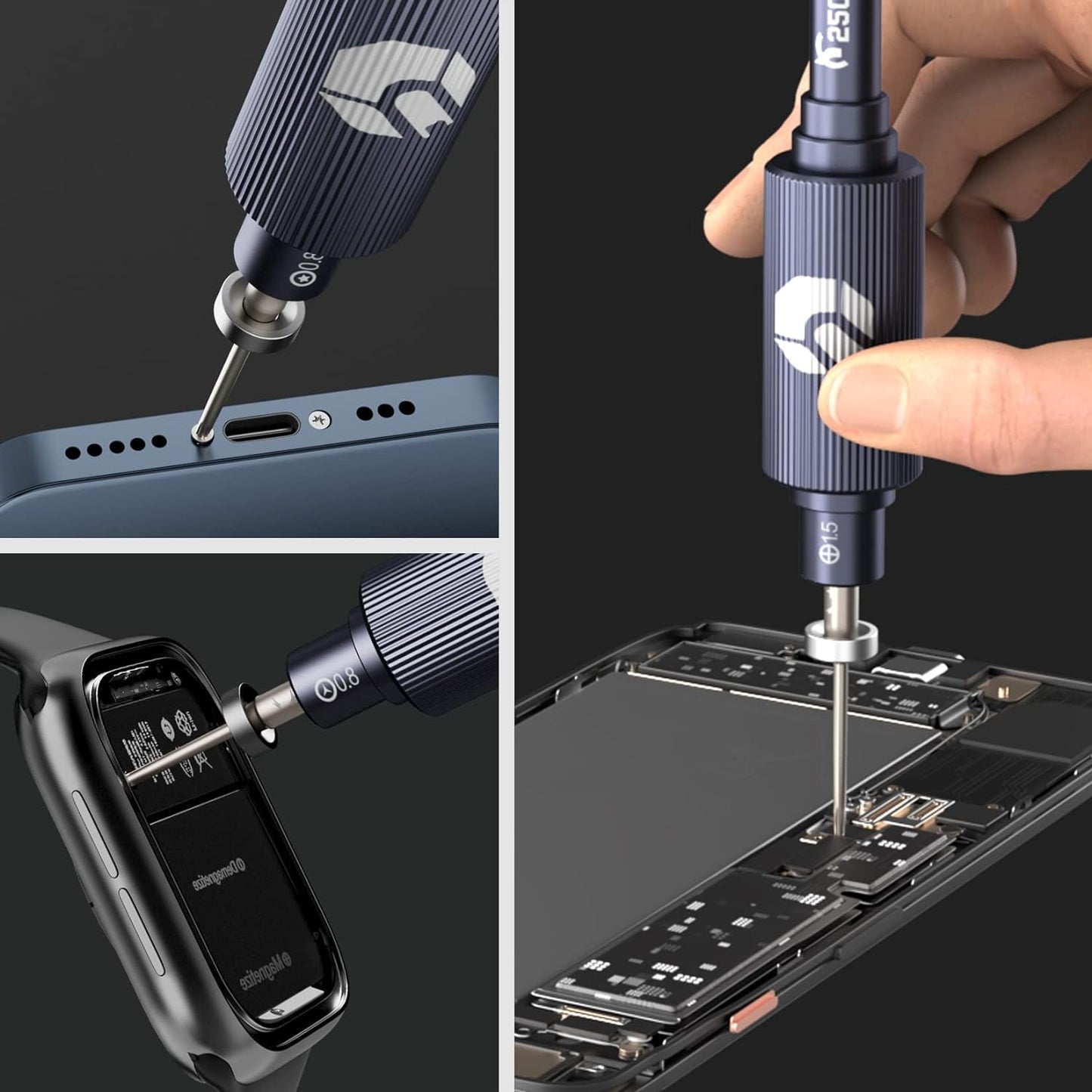 Jakemy Store Professional Grade Precision Screwdriver: JM S2 Steel Bit (Phillips, Torx, Standoff, Pentalobe, Tri-wing) with Mute Bearing Cap