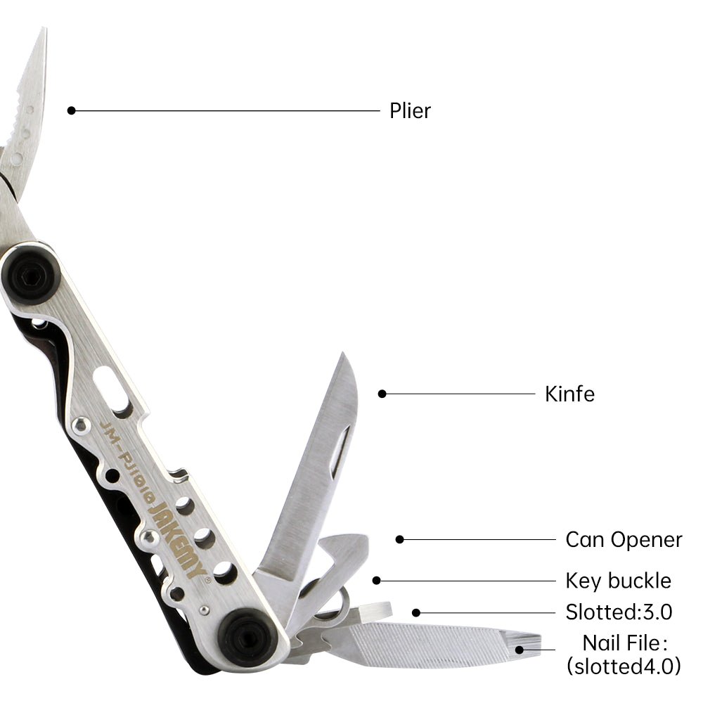 Jakemy Store Versatile JM 9-in-1 Outdoor Tool Kit: Includes Scissors, Screwdriver, and Carabiner for Travel