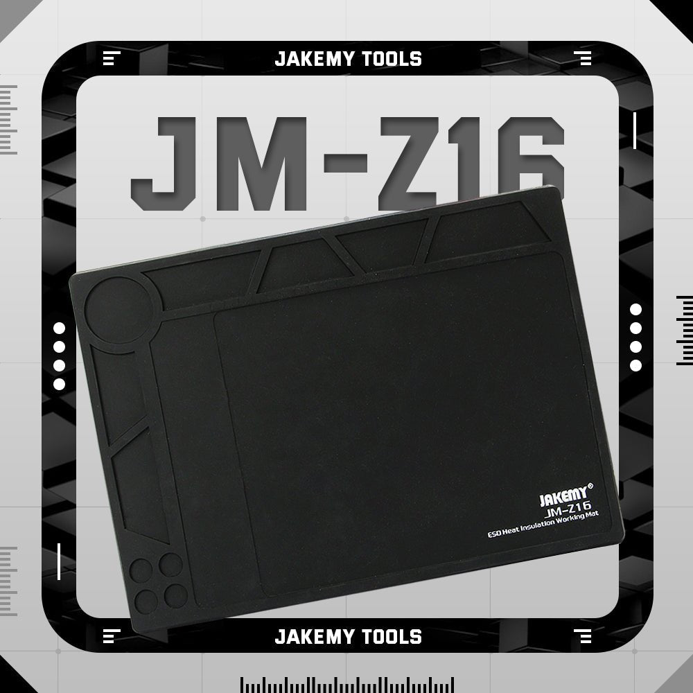 Jakemy Store JM-Z16 Heat-Resistant Working Mat: Insulates Up to 500°C, Anti-Static Silicone - Food-Grade, Protects Solder Tip & Workbench, Washable - Ideal for Electronics Repair