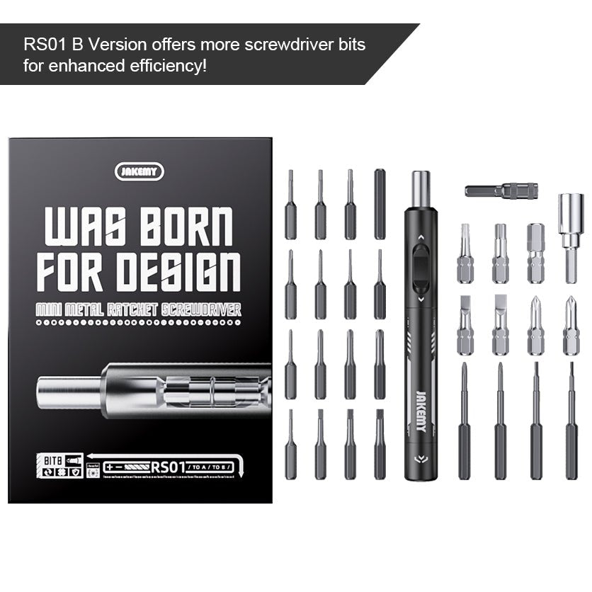 Jakemy Store Versatile Tool for DIY Enthusiasts: JM-RS01 Smalll Ratchet Screwdriver Set for Electronics & Daily Maintenance(2 Version -22 in 1 or 30 in 1) RS01 B (30 in 1)