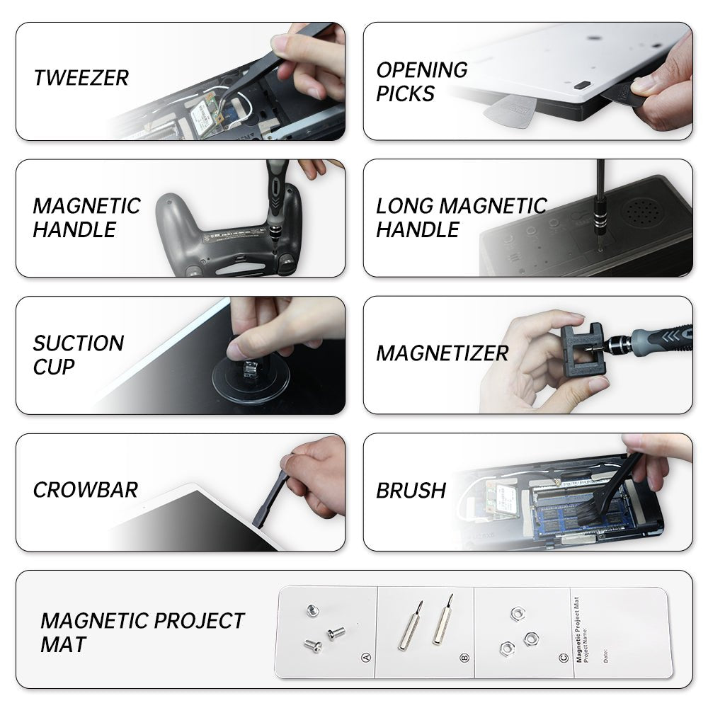 Jakemy Store Comprehensive Professional Toolkit: JM 202-in-1 Multi-bit Precision Screwdriver Set with Adjustable Design Handle