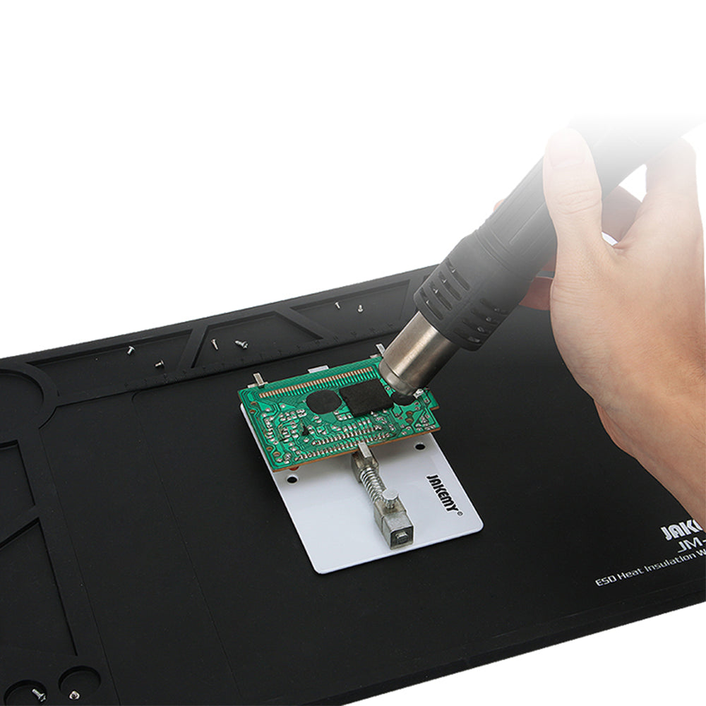 Jakemy Store JM-Z16 Heat-Resistant Working Mat: Insulates Up to 500°C, Anti-Static Silicone - Food-Grade, Protects Solder Tip & Workbench, Washable - Ideal for Electronics Repair