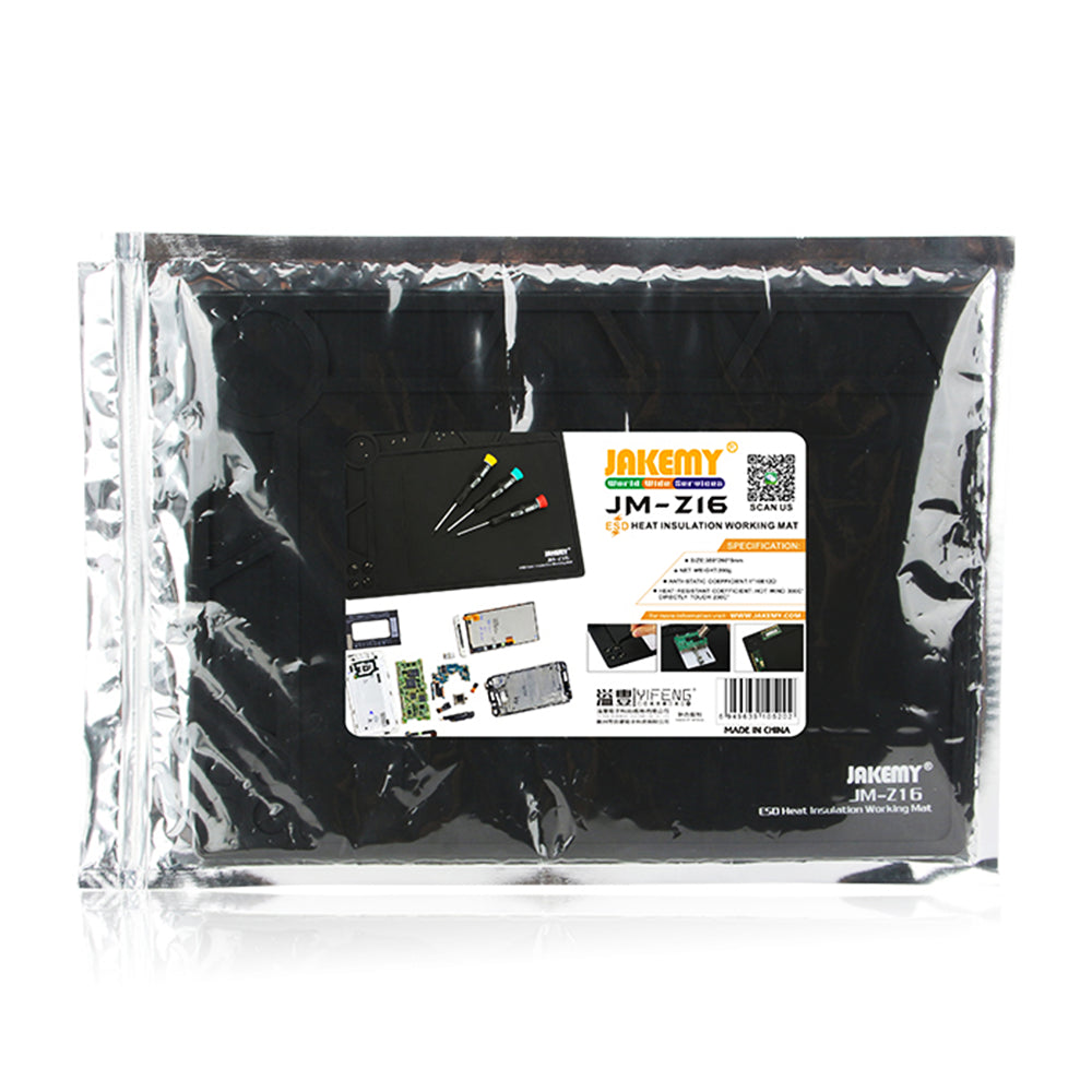 Jakemy Store JM-Z16 Heat-Resistant Working Mat: Insulates Up to 500°C, Anti-Static Silicone - Food-Grade, Protects Solder Tip & Workbench, Washable - Ideal for Electronics Repair
