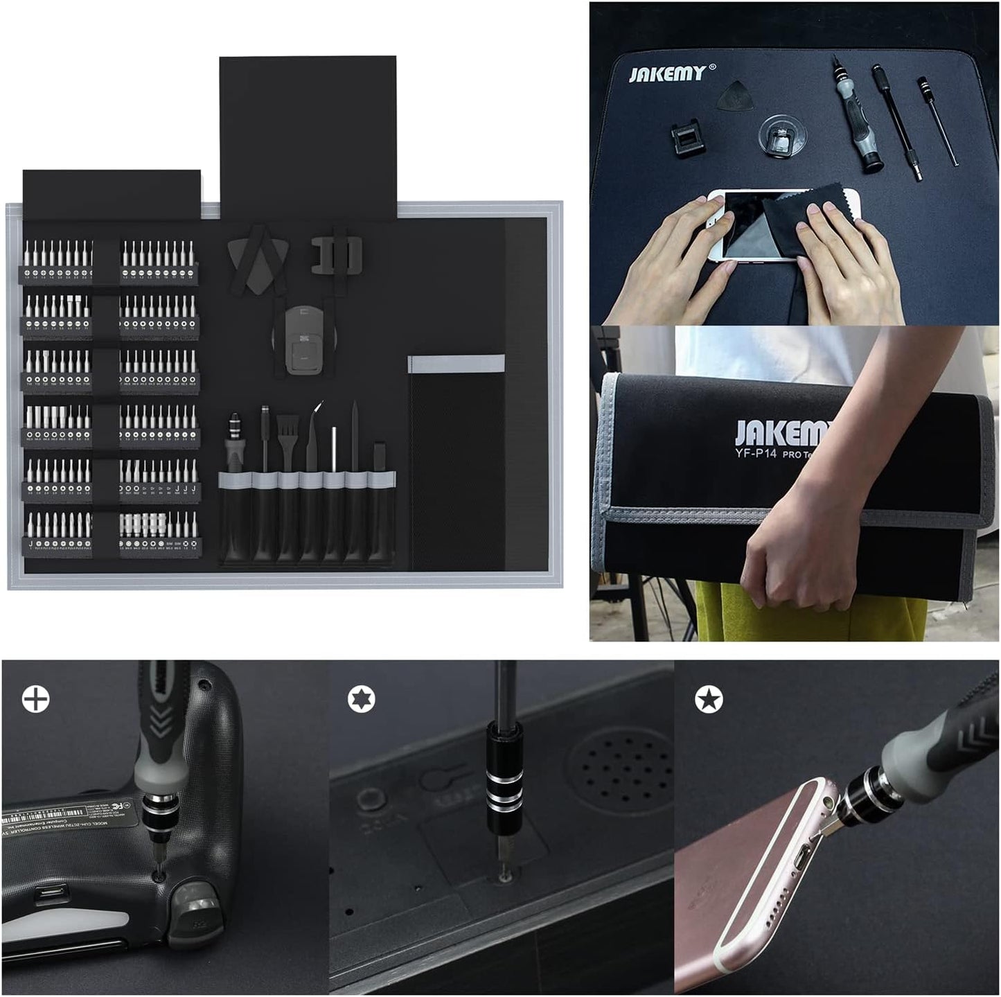 Jakemy Store Comprehensive Professional Toolkit: JM 202-in-1 Multi-bit Precision Screwdriver Set with Adjustable Design Handle