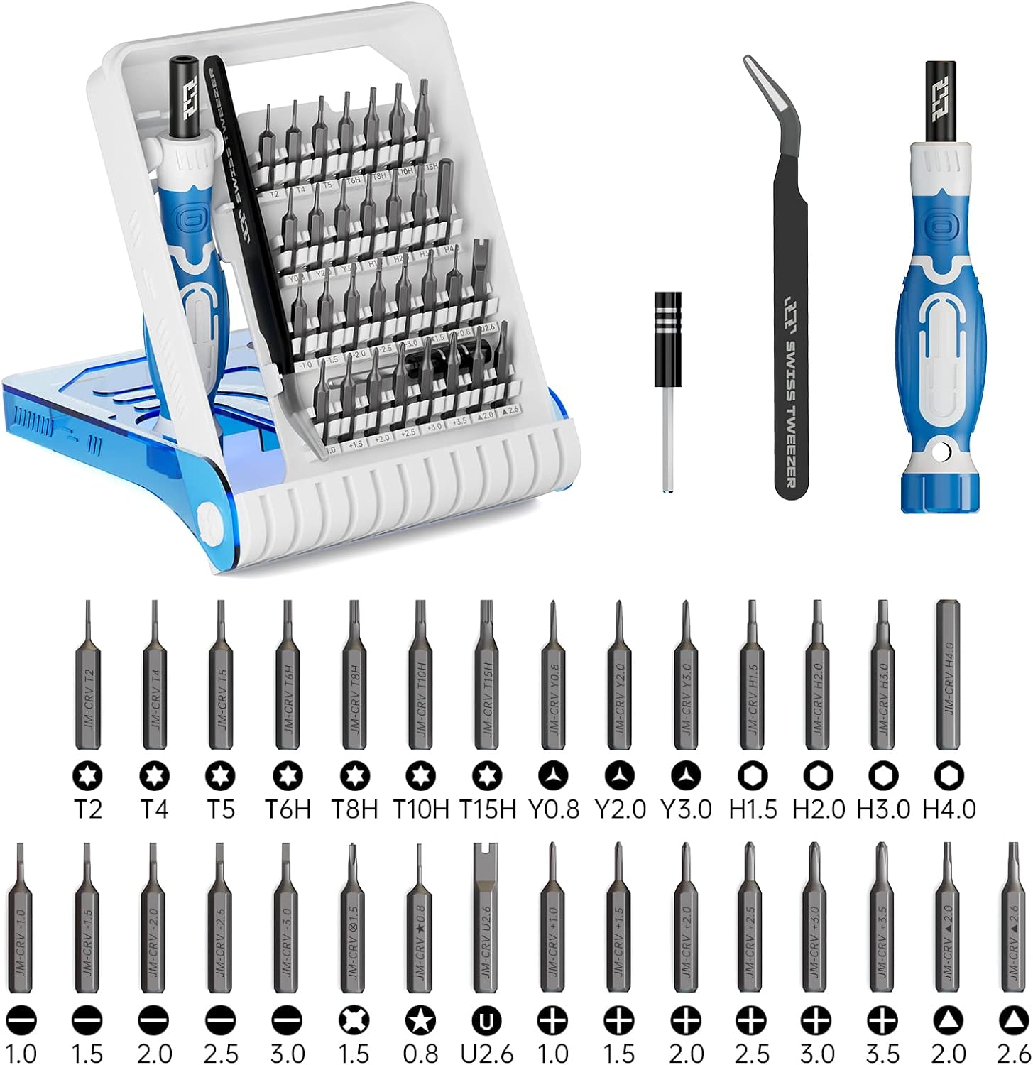 Jakemy Store Convenient Storage JM 33-in-1 Precision Screwdriver Set: Portable Case with Stable Storage Blue