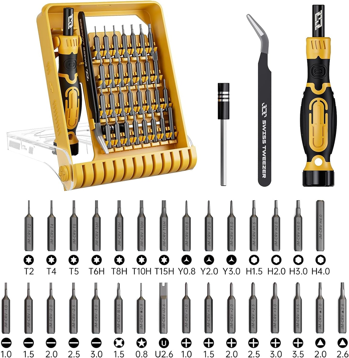 Jakemy Store Convenient Storage JM 33-in-1 Precision Screwdriver Set: Portable Case with Stable Storage Yellow