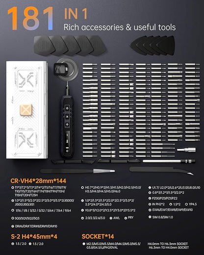 JAKEMY 180-in-1 Precision Screwdriver Set with 3 Ergonomic Handle Option