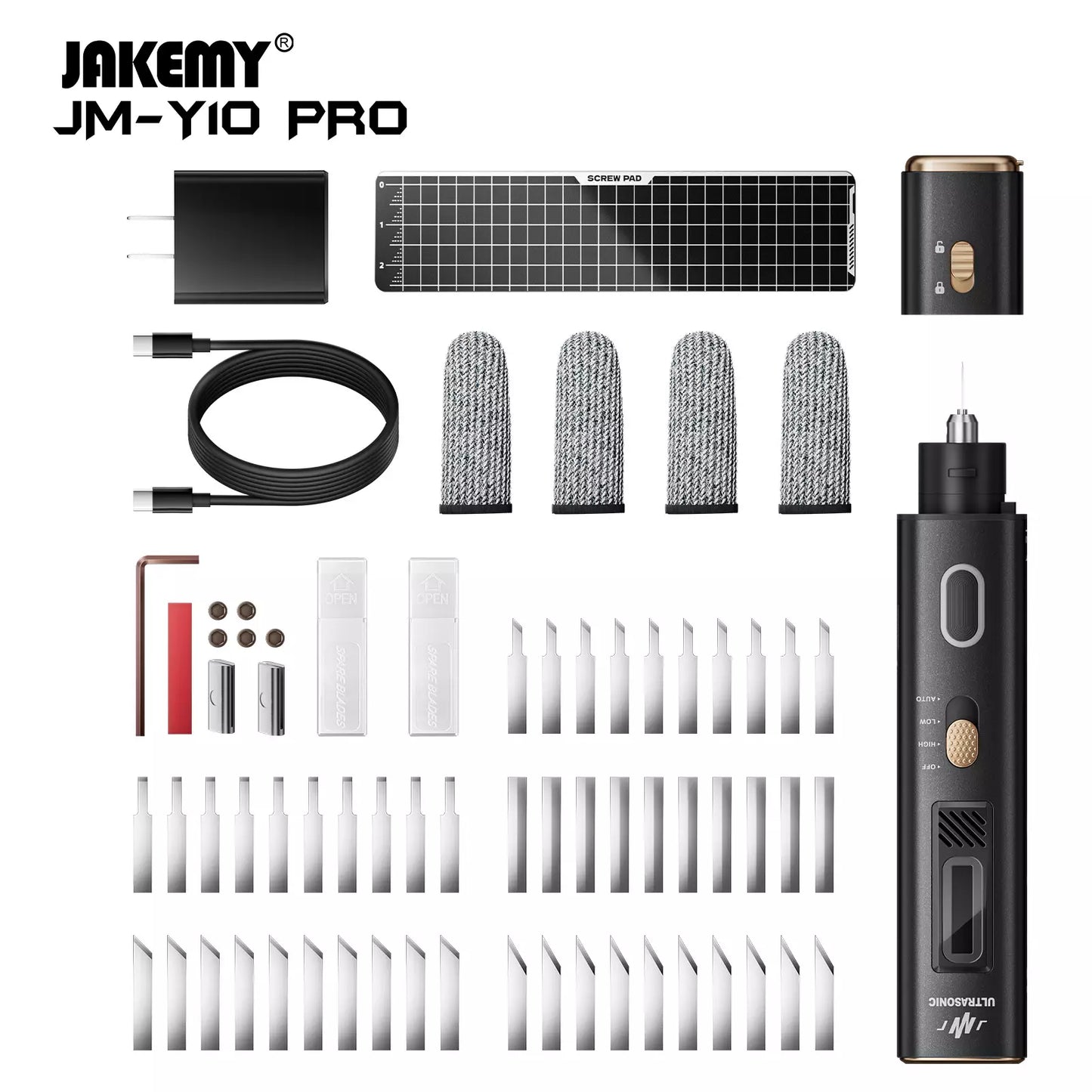 JAKEMY 35W 40kHz 2-in-1 Handheld Ultrasonic Cutter & Polisher, dedicated to fast and efficient cutting, grinding, and polishing (with cord, NO BATTERY)