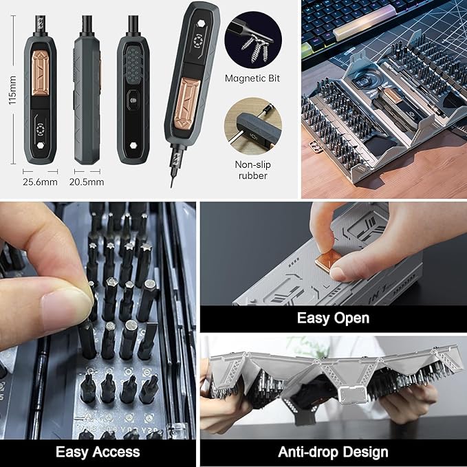JAKEMY 180-in-1 Precision Screwdriver Set with 3 Ergonomic Handle Option