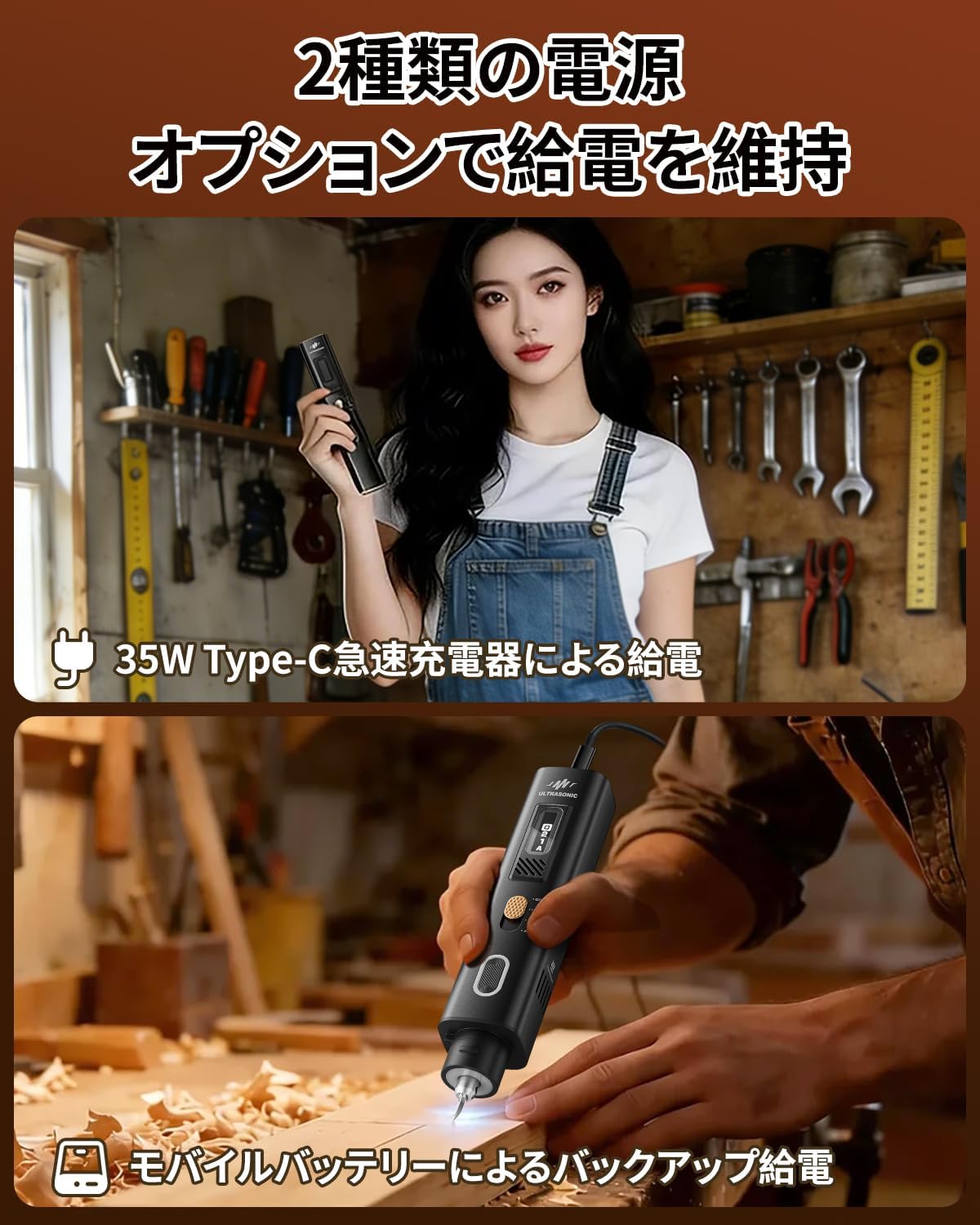 JAKEMY 35W 40kHz 2-in-1 Handheld Ultrasonic Cutter & Polisher, dedicated to fast and efficient cutting, grinding, and polishing (with cord, NO BATTERY)