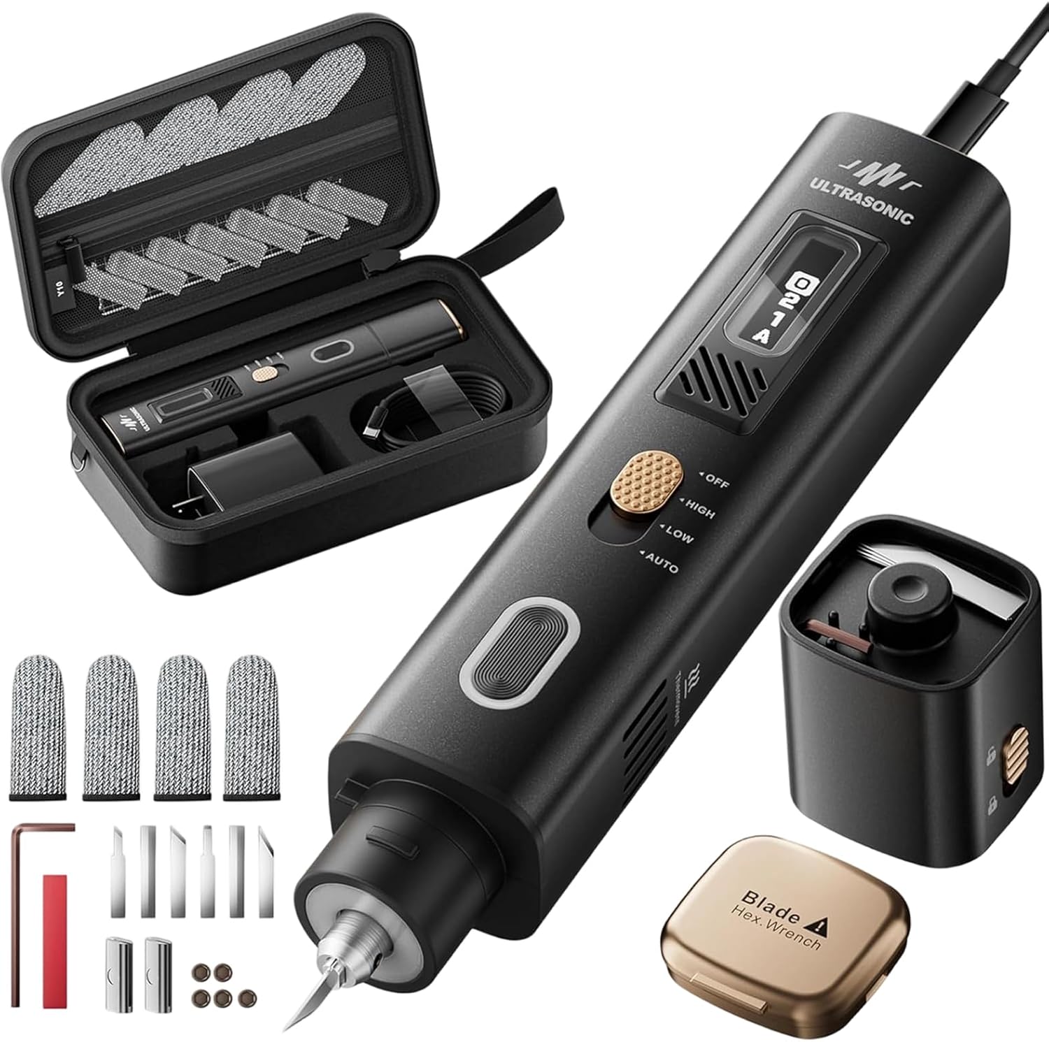 JAKEMY 35W 40kHz 2-in-1 Handheld Ultrasonic Cutter & Polisher, dedicated to fast and efficient cutting, grinding, and polishing (with cord, NO BATTERY)