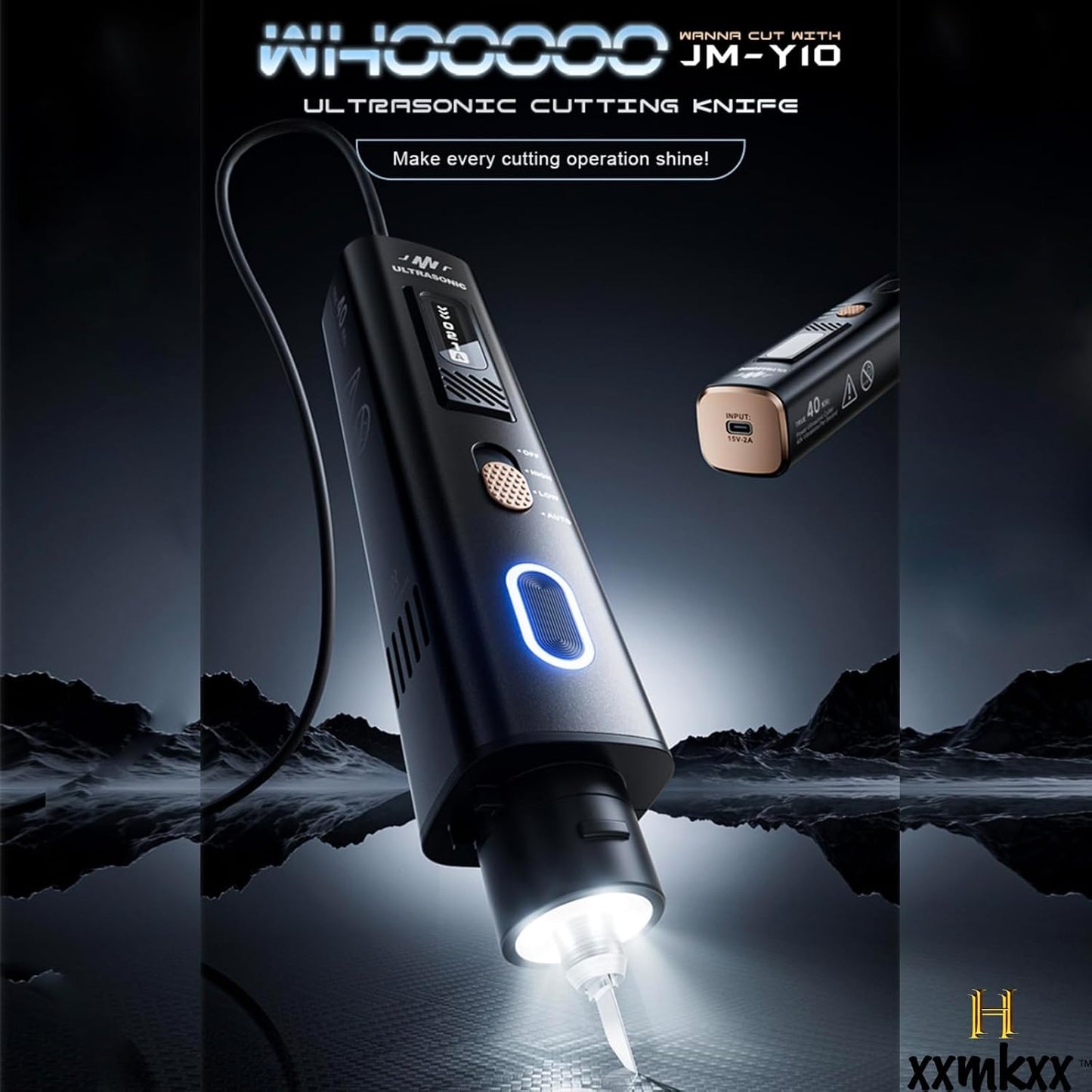 JAKEMY 35W 40kHz 2-in-1 Handheld Ultrasonic Cutter & Polisher, dedicated to fast and efficient cutting, grinding, and polishing (with cord, NO BATTERY)
