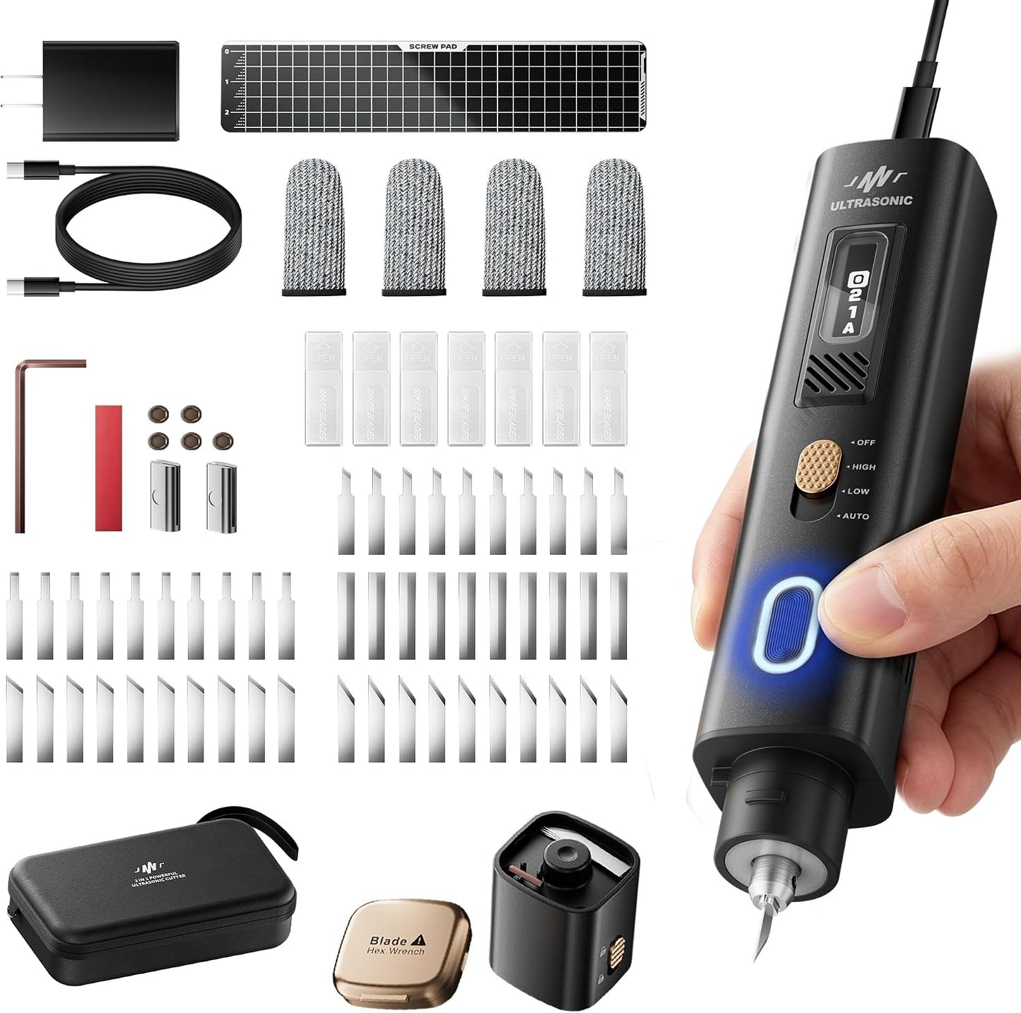 JAKEMY 35W 40kHz 2-in-1 Handheld Ultrasonic Cutter & Polisher, dedicated to fast and efficient cutting, grinding, and polishing (with cord, NO BATTERY)